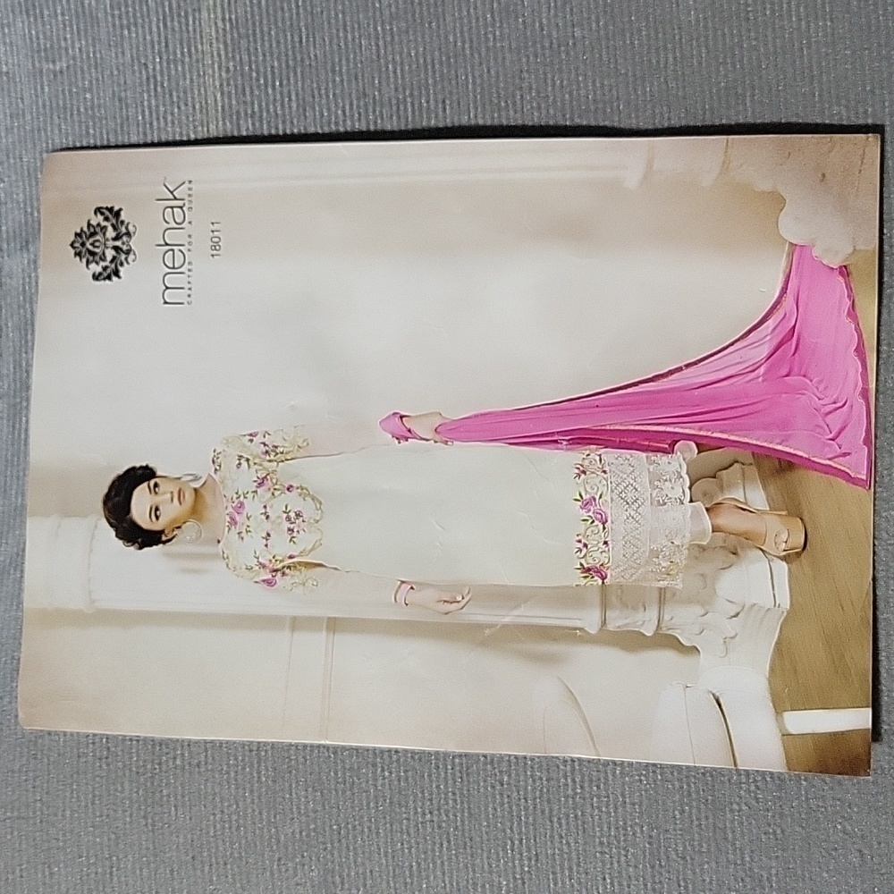 Women traditional wear 3 pieces indian suit top and pants churidar size XL